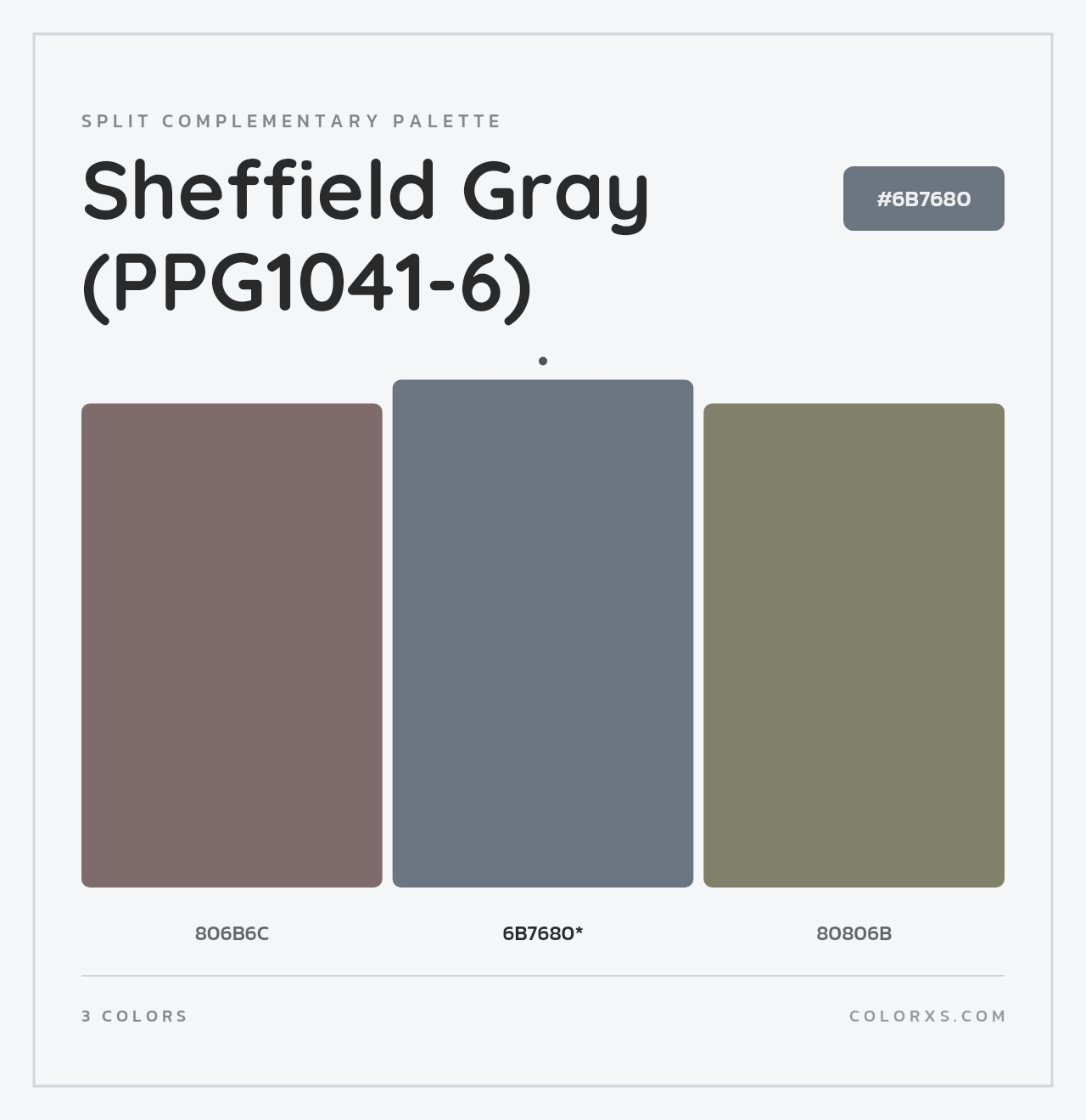 Sheffield Gray (PPG1041-6) - Split-Complementary Color Palette