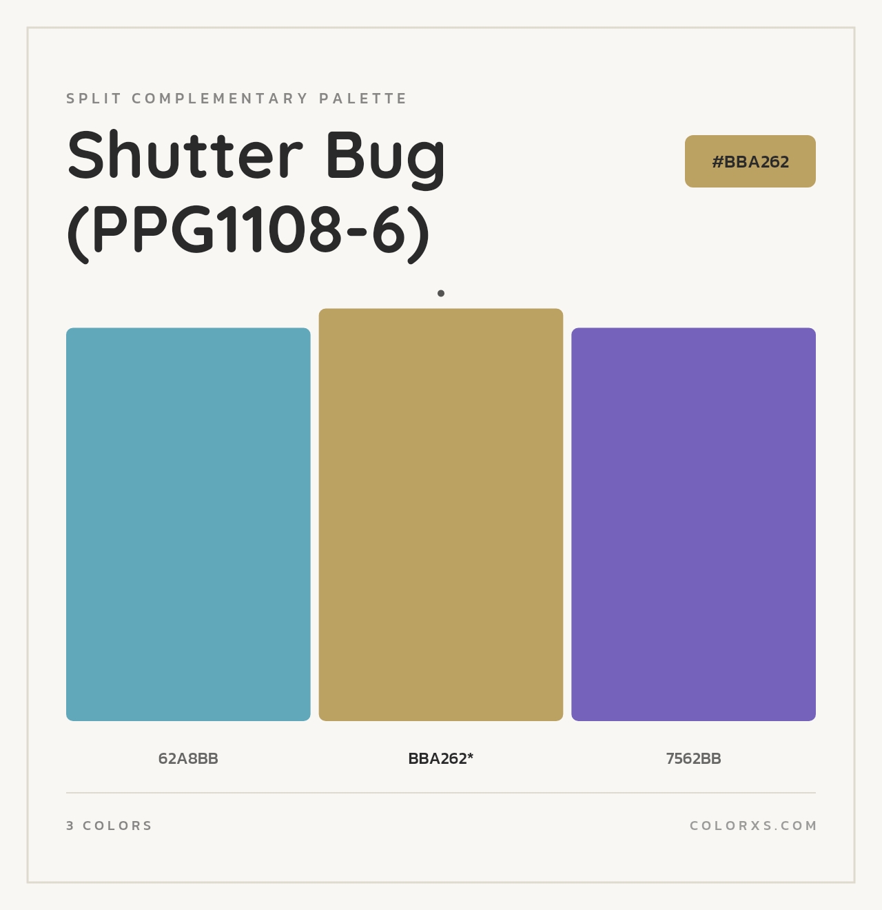 Shutter Bug (PPG1108-6) - Split-Complementary Color Palette