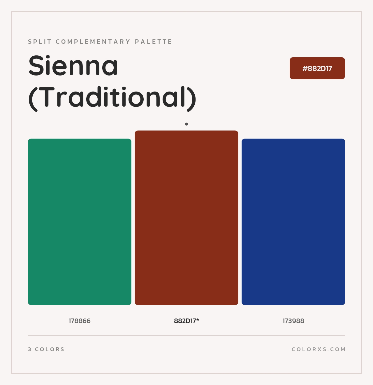 Sienna (Traditional) - Split-Complementary Color Palette
