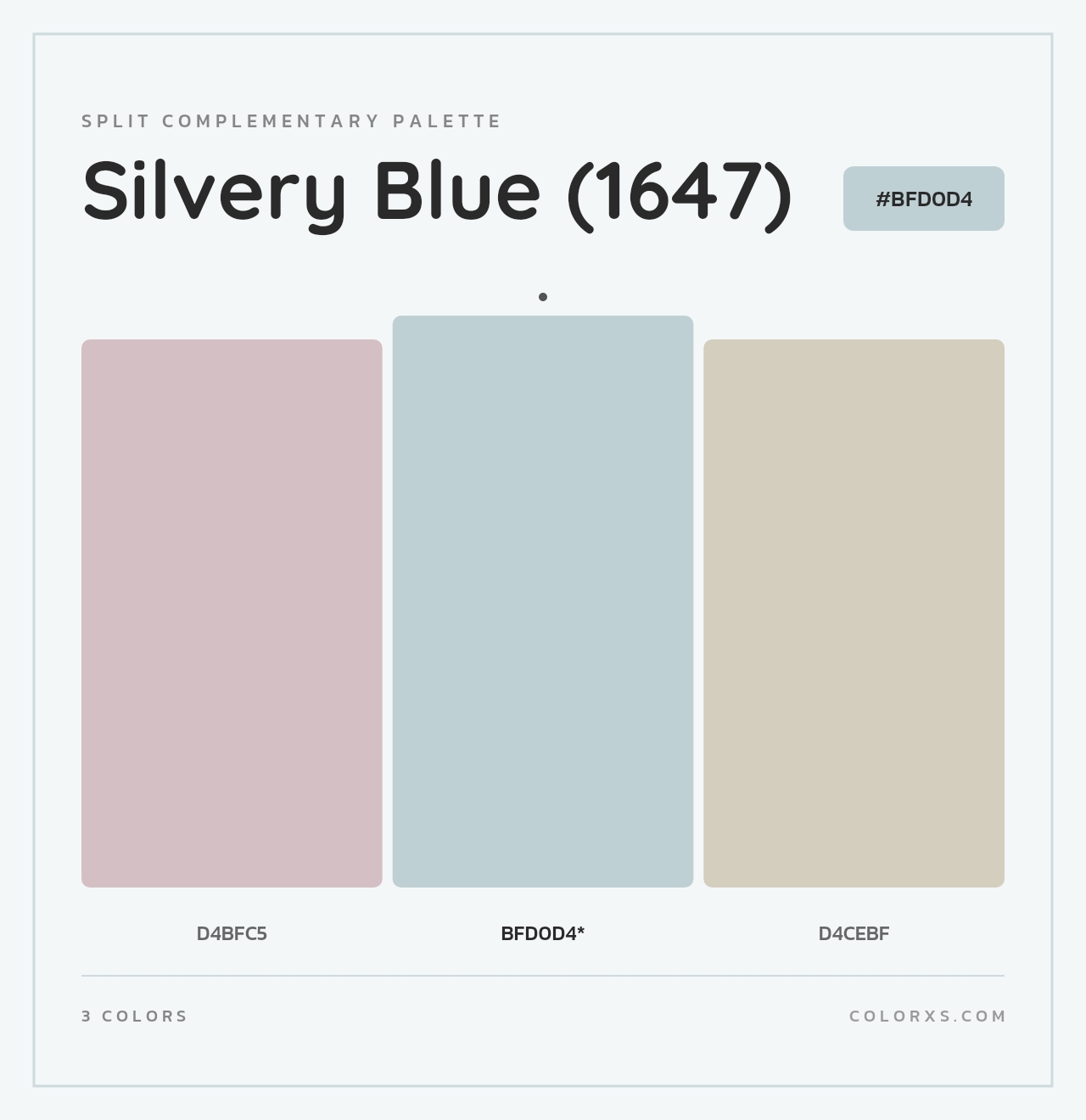 Silvery Blue (1647) - Split-Complementary Color Palette