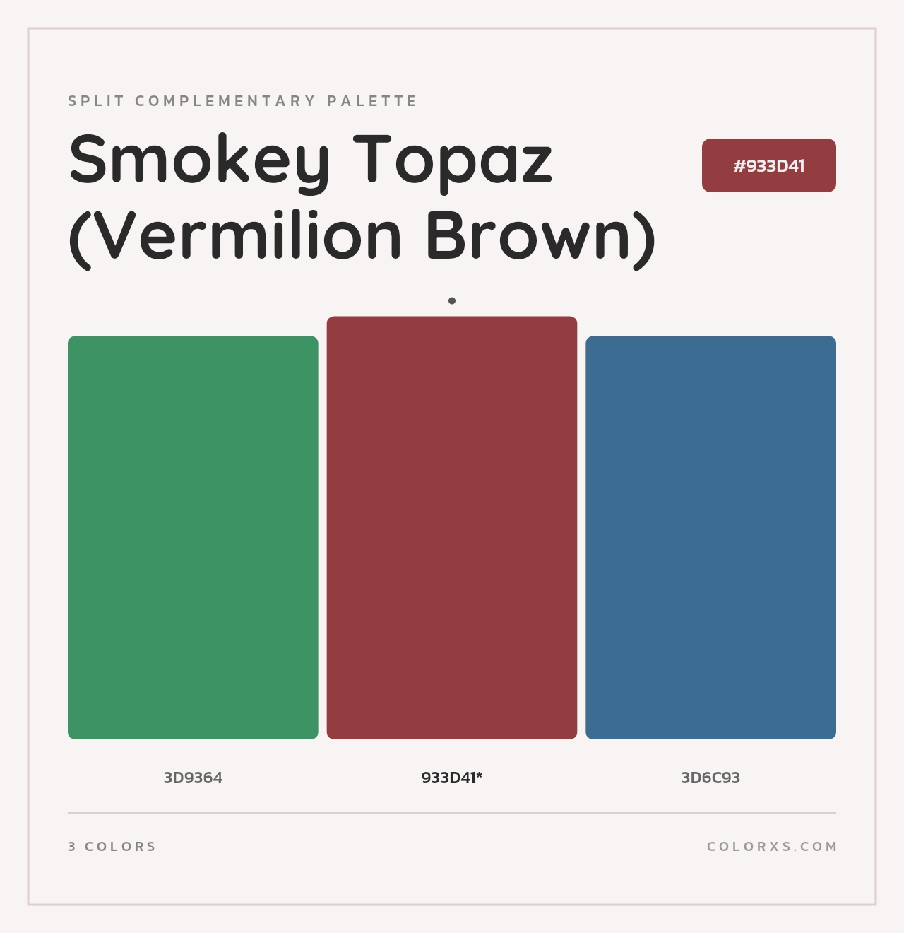 Smokey Topaz (Vermilion Brown) - Split-Complementary Color Palette