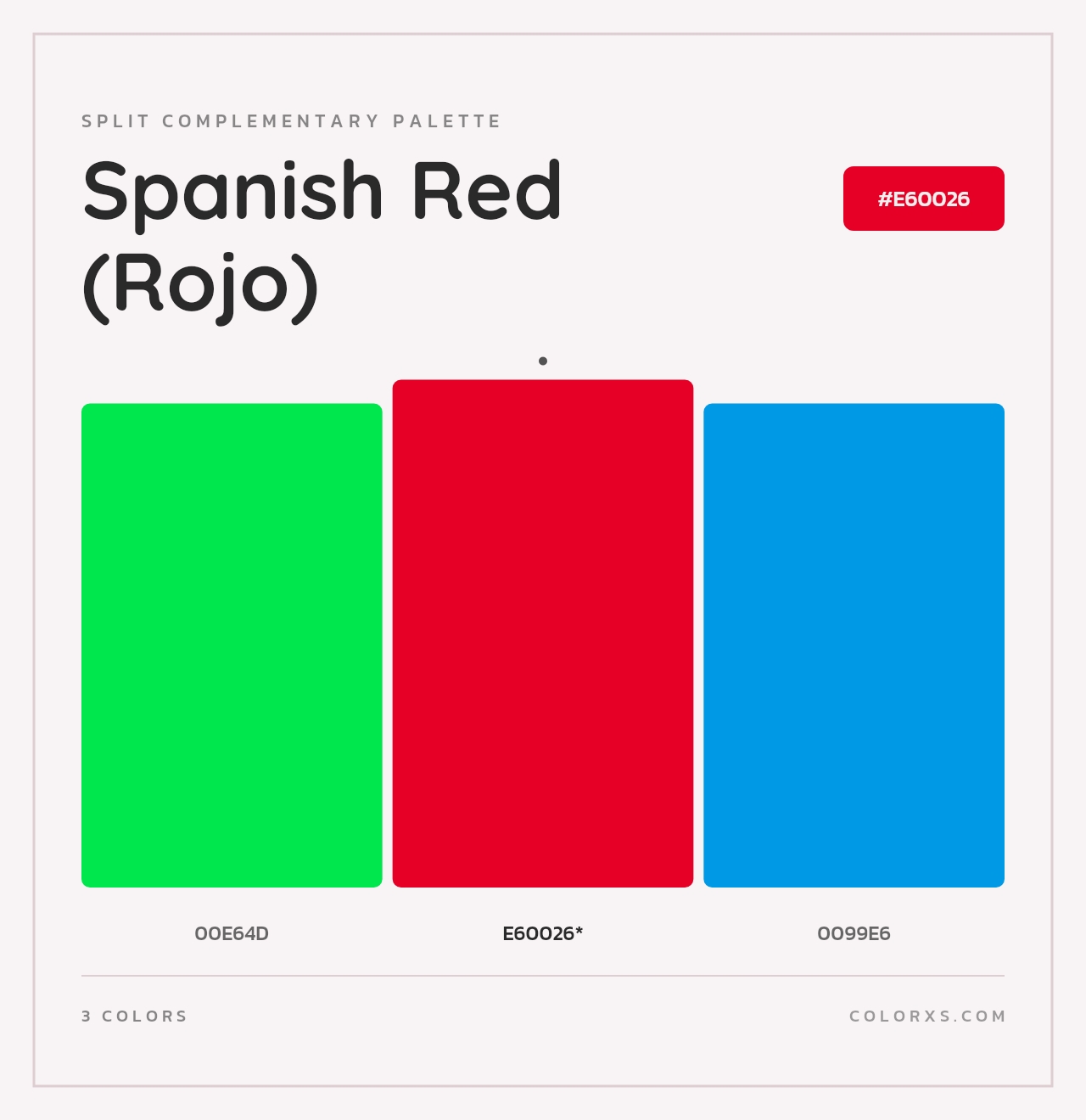 Spanish Red (Rojo) - Split-Complementary Color Palette