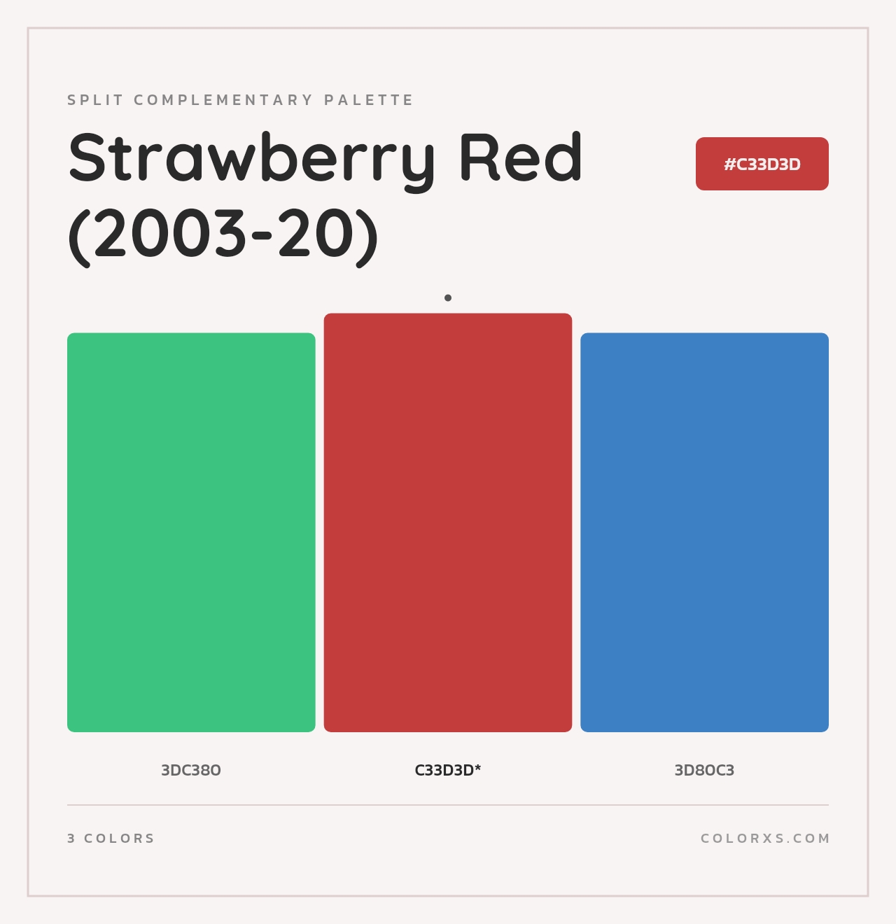 Strawberry Red (2003-20) - Split-Complementary Color Palette