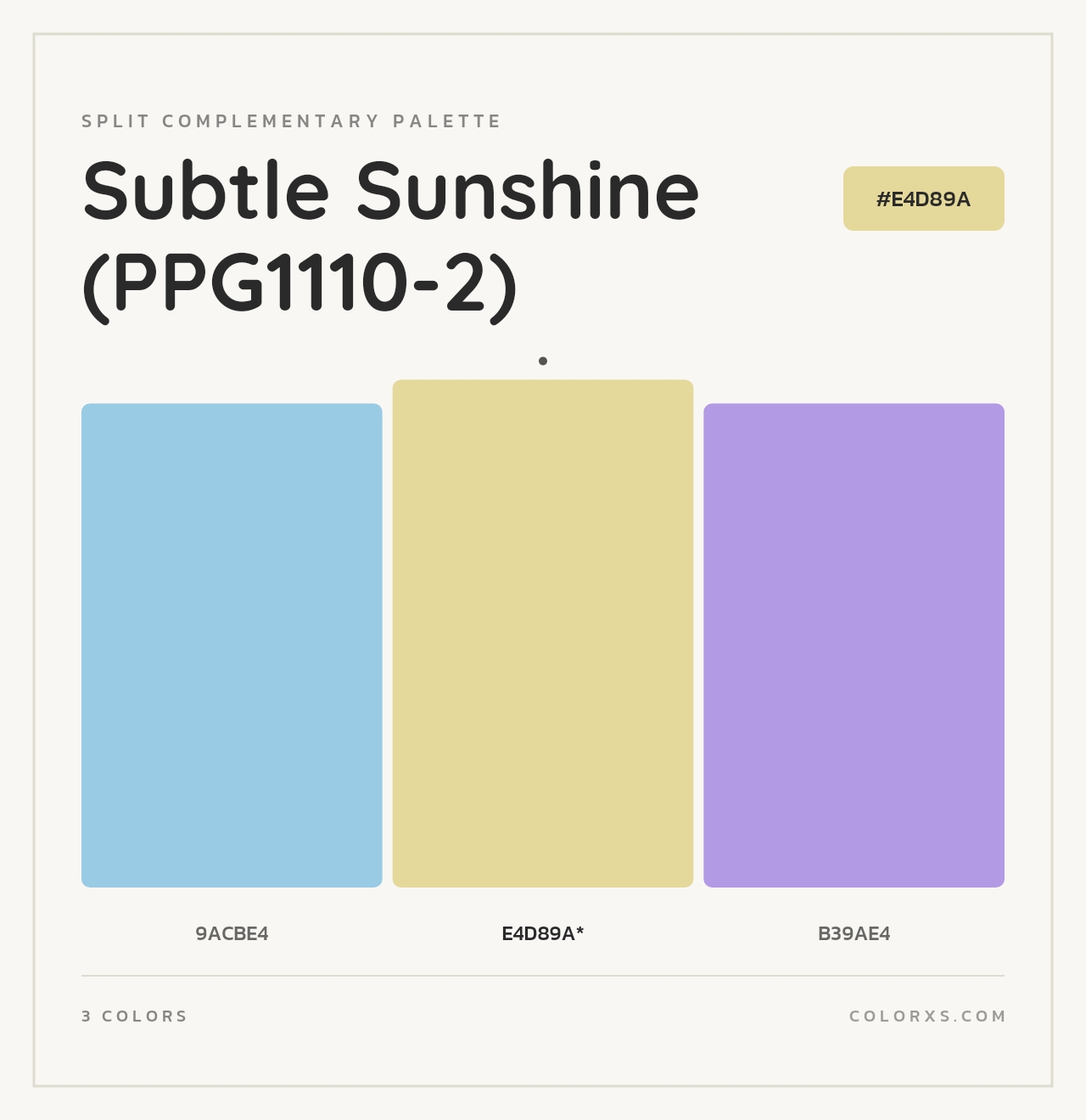 Subtle Sunshine (PPG1110-2) - Split-Complementary Color Palette