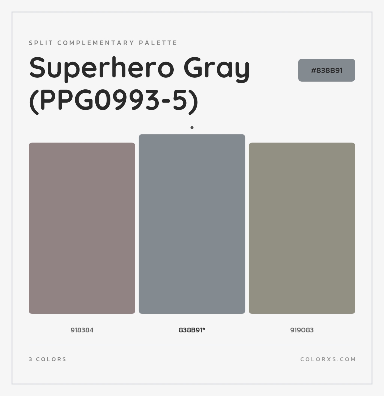 Superhero Gray (PPG0993-5) - Split-Complementary Color Palette