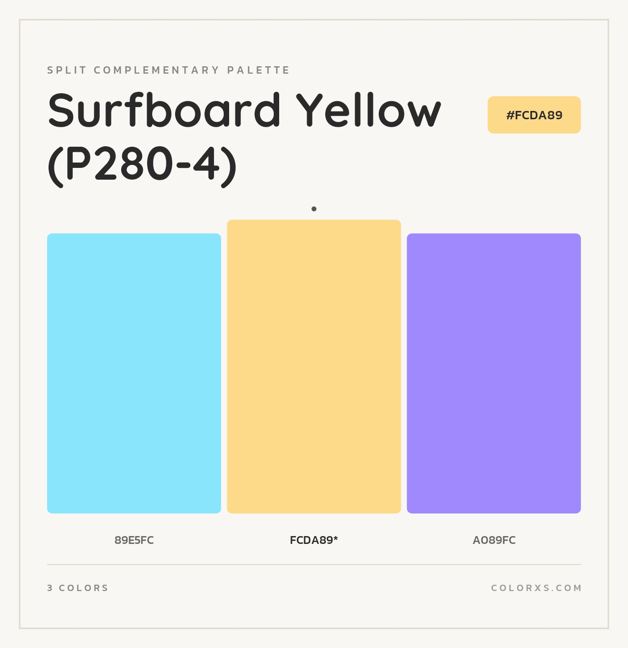 Surfboard Yellow (P280-4) - Split-Complementary Color Palette
