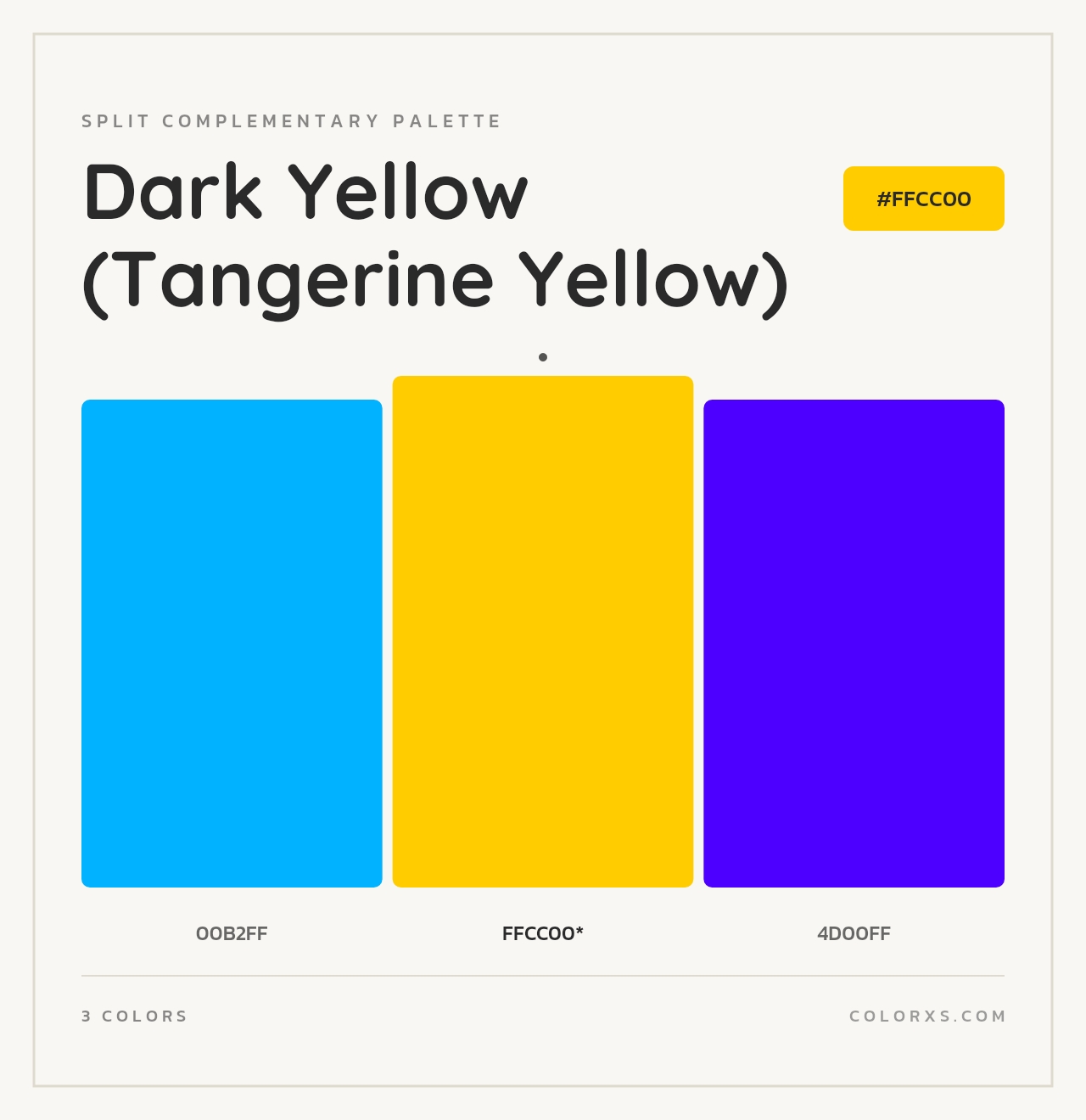 Dark Yellow (Tangerine Yellow) - Split-Complementary Color Palette