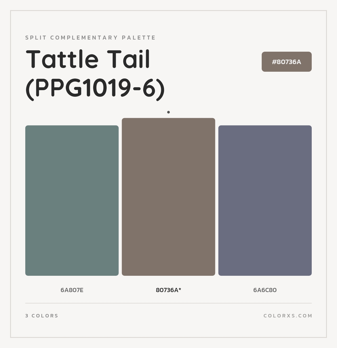 Tattle Tail (PPG1019-6) - Split-Complementary Color Palette