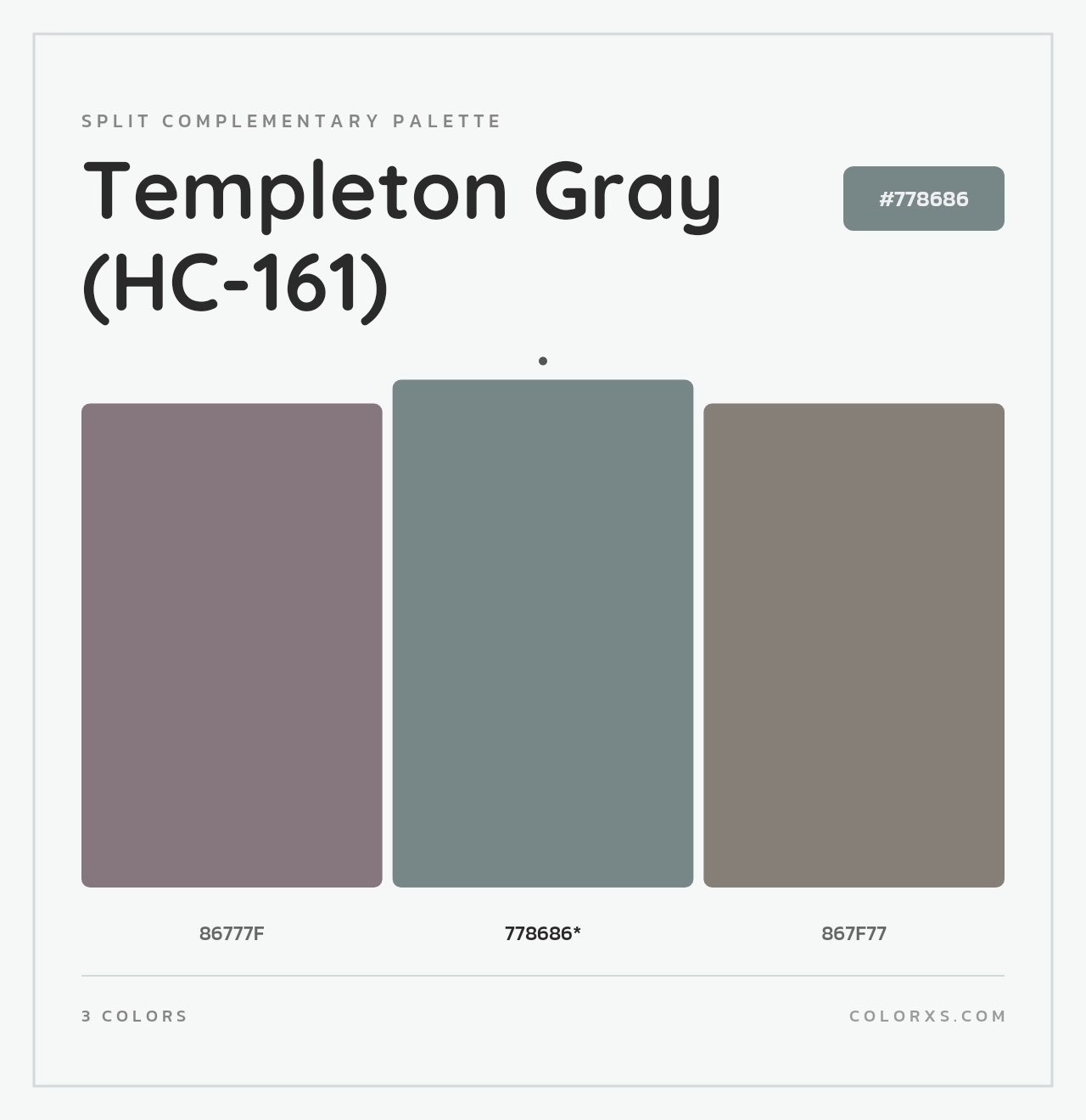Templeton Gray (HC-161) - Split-Complementary Color Palette