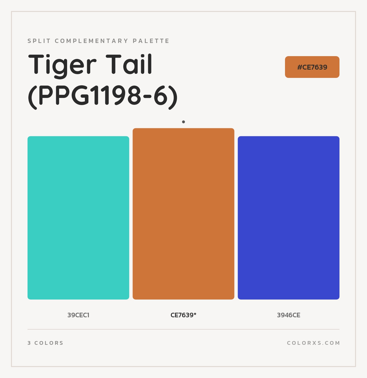 Tiger Tail (PPG1198-6) - Split-Complementary Color Palette