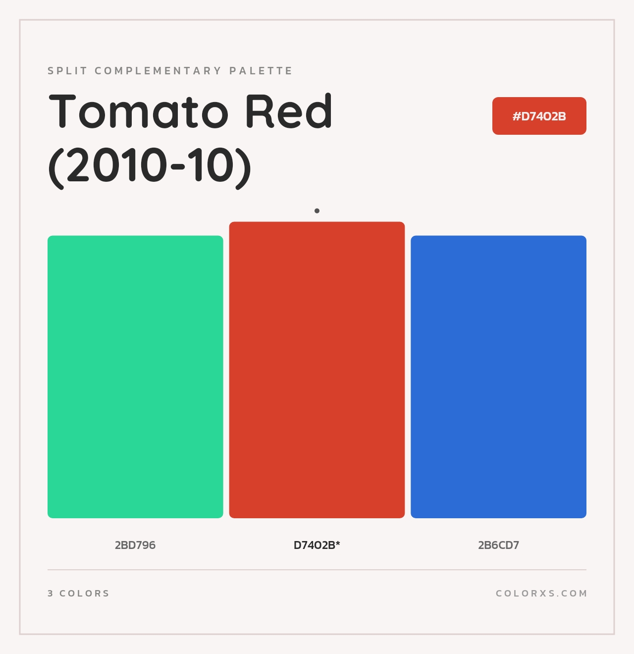 Tomato Red (2010-10) - Split-Complementary Color Palette