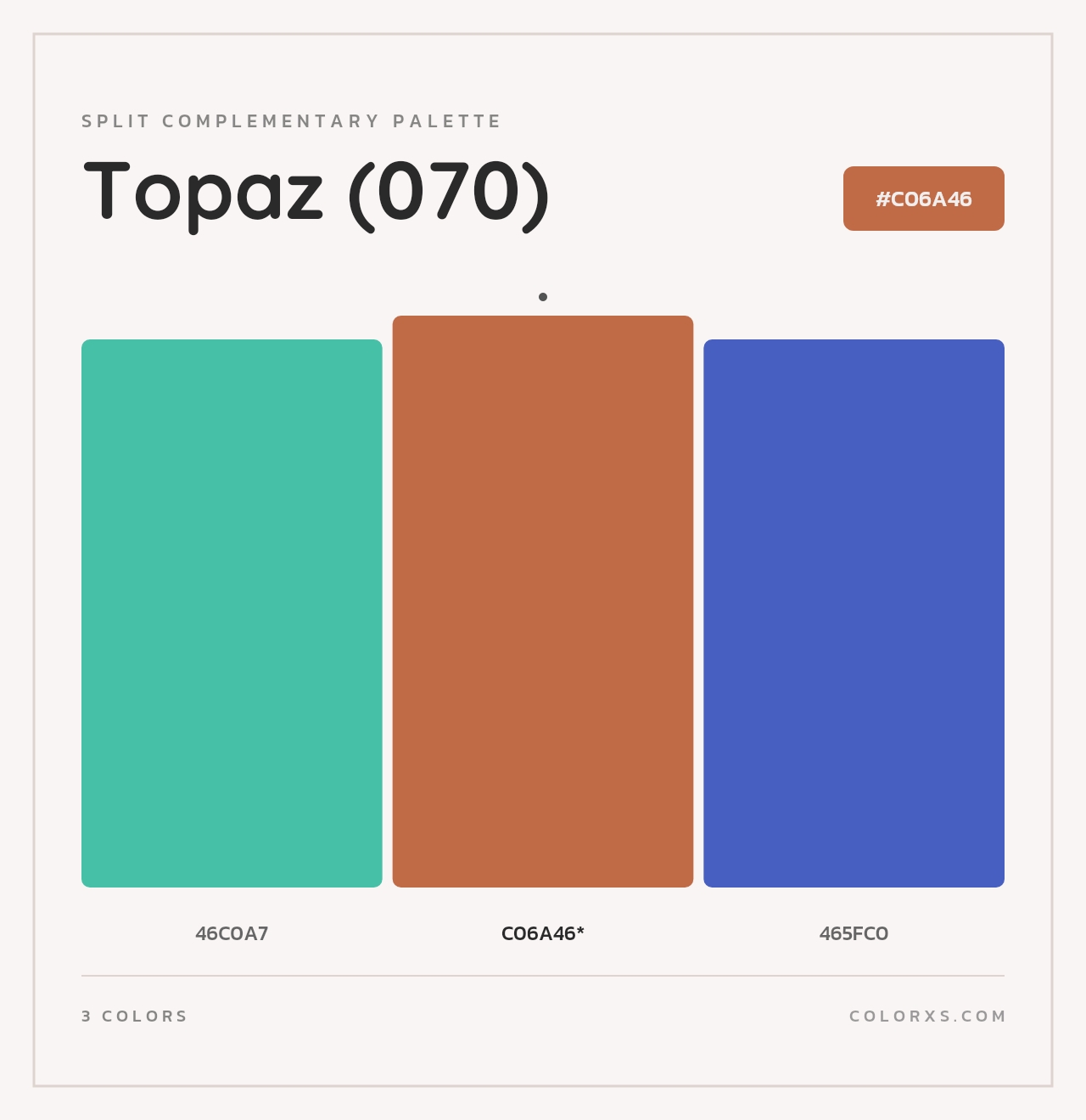 Topaz (070) - Split-Complementary Color Palette