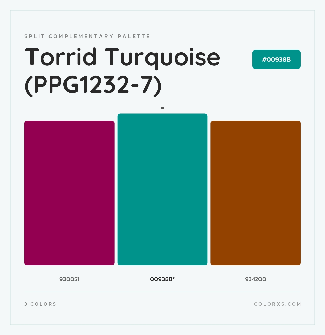Torrid Turquoise (PPG1232-7) - Split-Complementary Color Palette