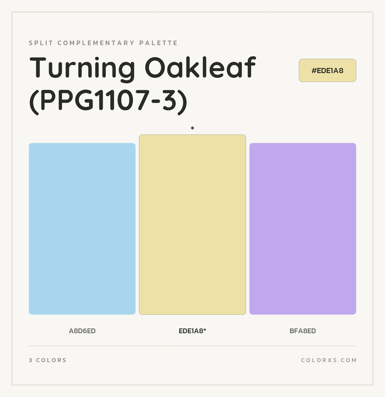 Turning Oakleaf (PPG1107-3) - Split-Complementary Color Palette
