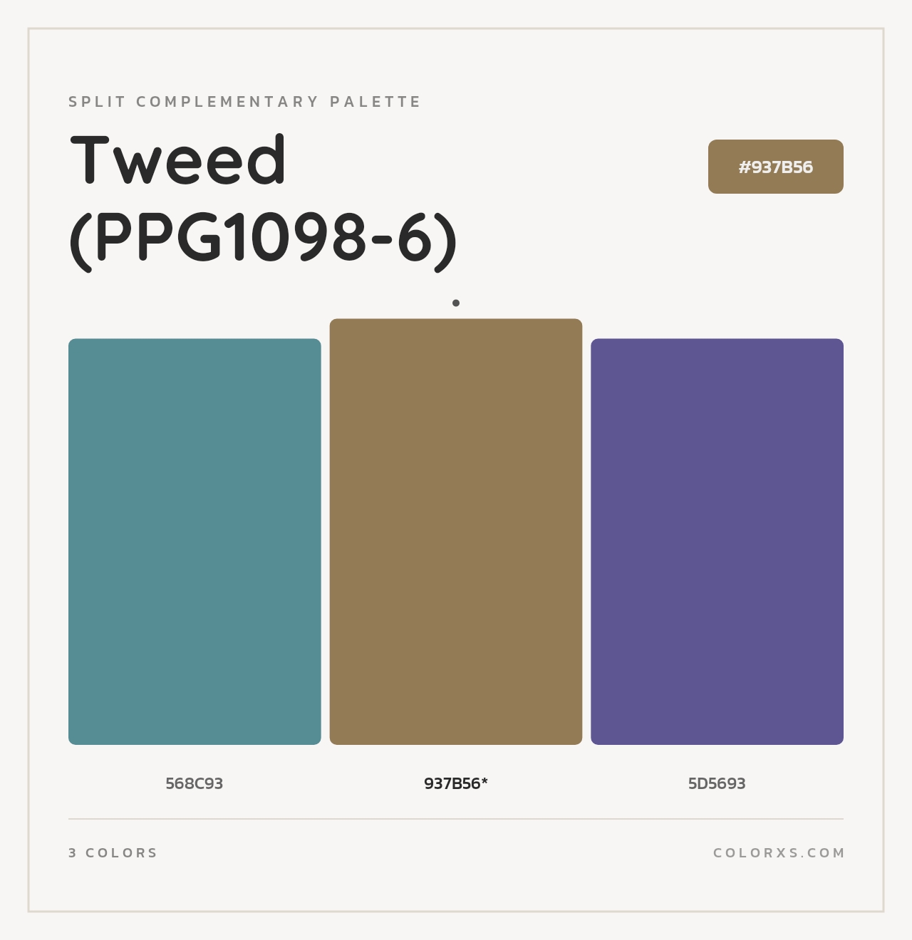 Tweed (PPG1098-6) - Split-Complementary Color Palette