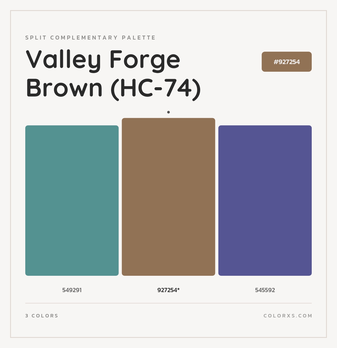 Valley Forge Brown (HC-74) - Split-Complementary Color Palette