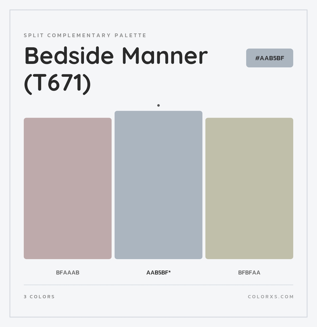 Bedside Manner (T671) - Split-Complementary Color Palette