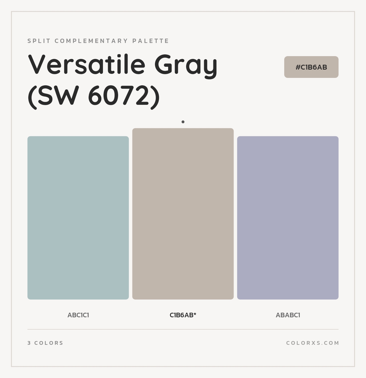 Versatile Gray (SW 6072) - Split-Complementary Color Palette