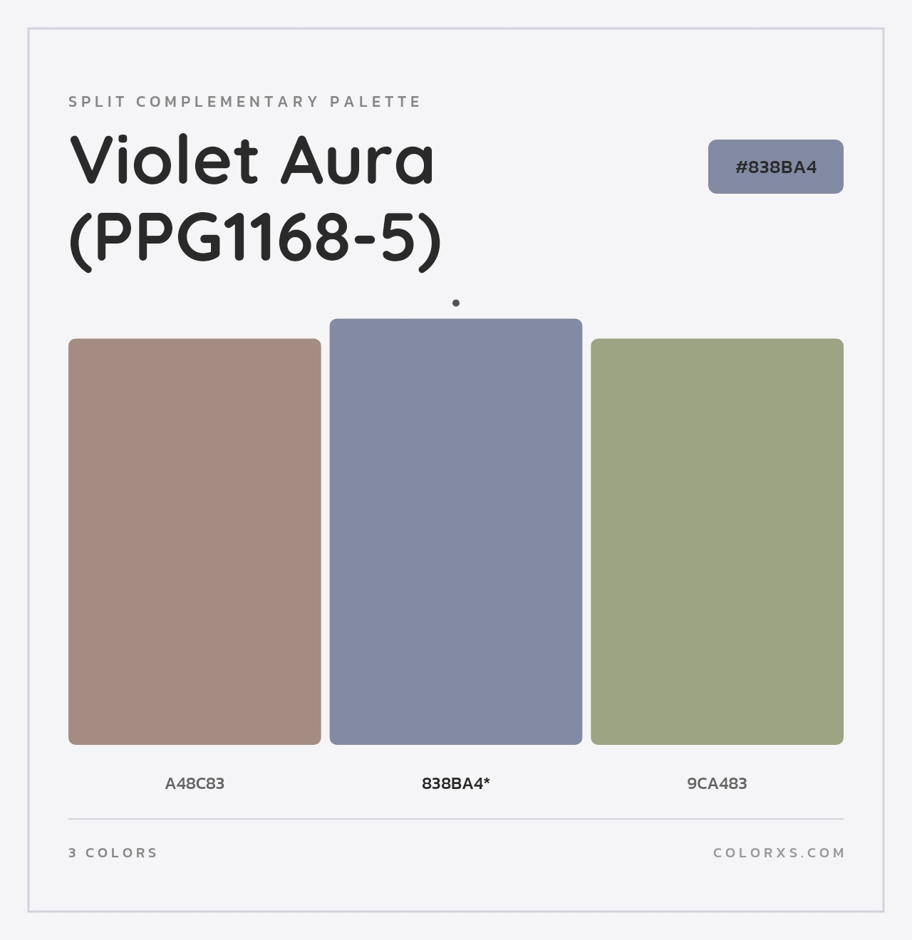 Violet Aura (PPG1168-5) - Split-Complementary Color Palette