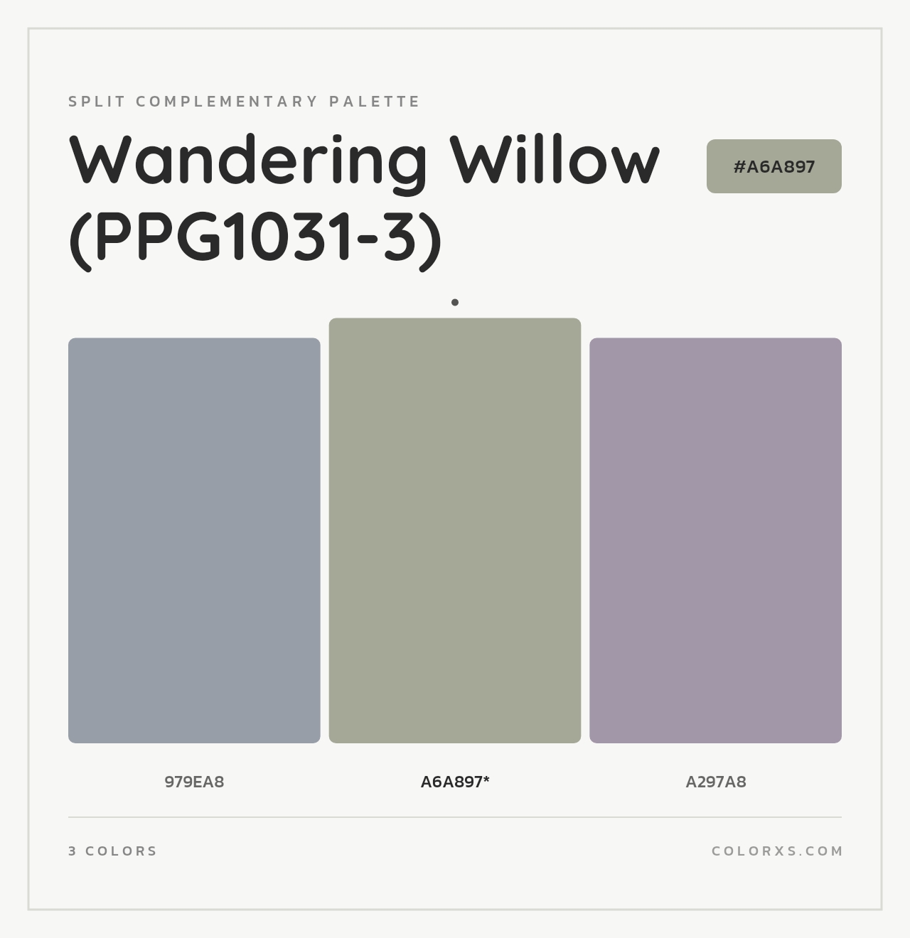 Wandering Willow (PPG1031-3) - Split-Complementary Color Palette