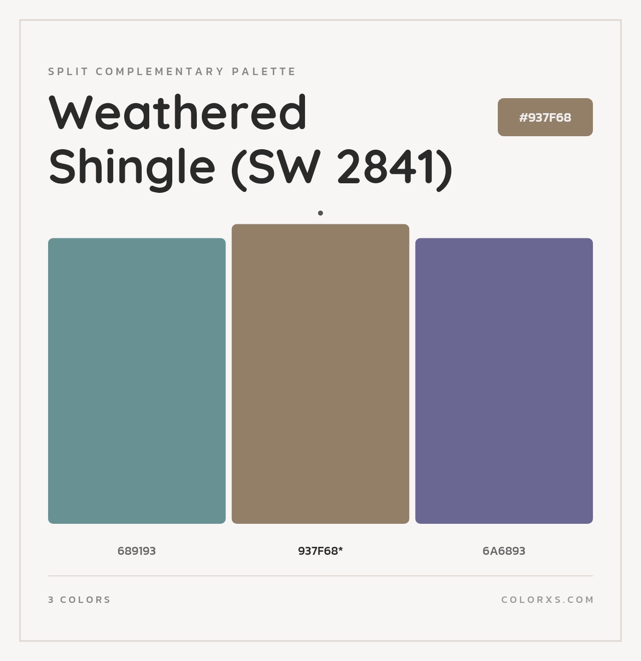Weathered Shingle (SW 2841) - Split-Complementary Color Palette