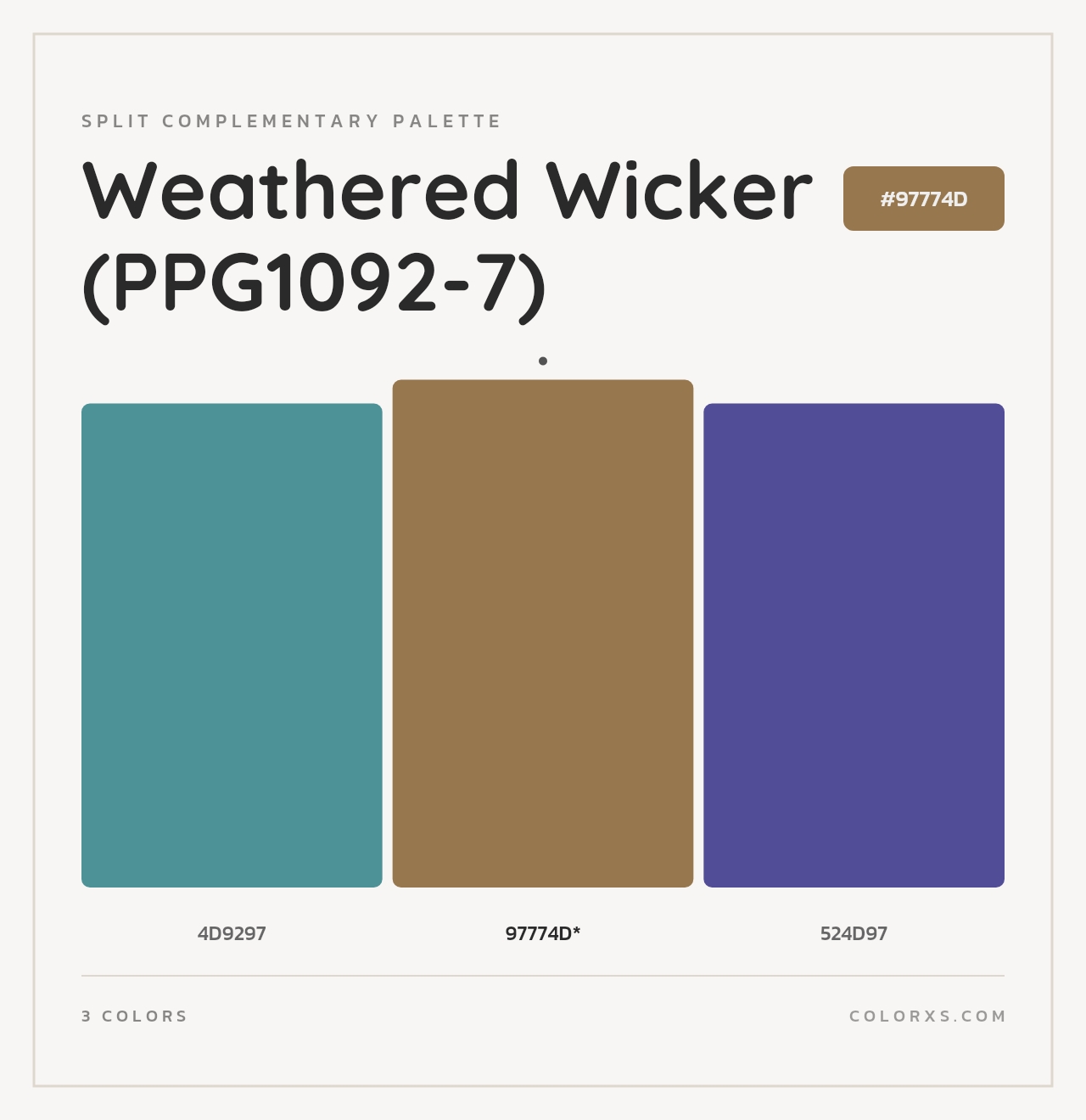 Weathered Wicker (PPG1092-7) - Split-Complementary Color Palette