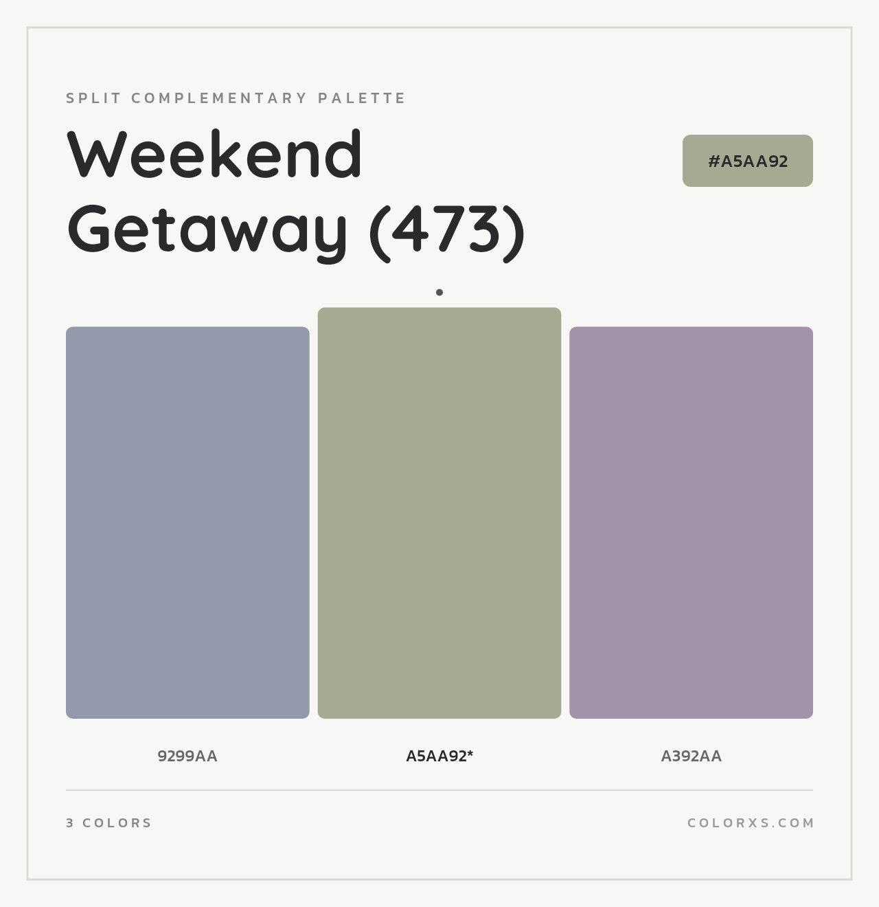 Weekend Getaway (473) - Split-Complementary Color Palette