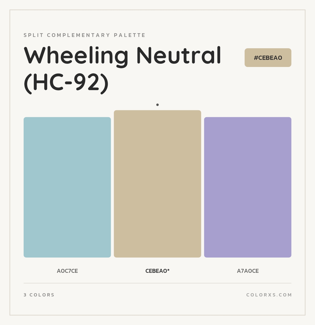 Wheeling Neutral (HC-92) - Split-Complementary Color Palette