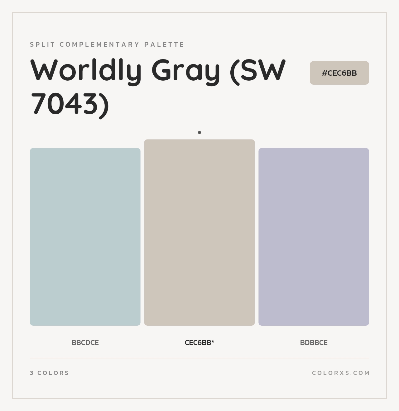 Worldly Gray (SW 7043) - Split-Complementary Color Palette