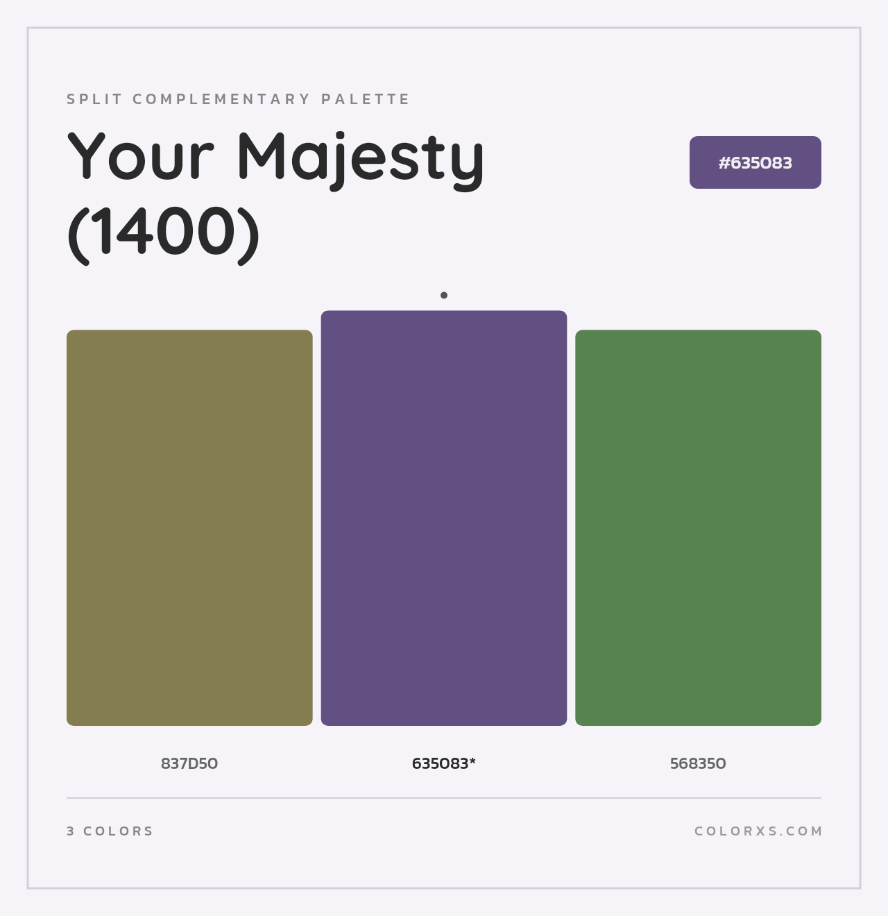 Your Majesty (1400) - Split-Complementary Color Palette