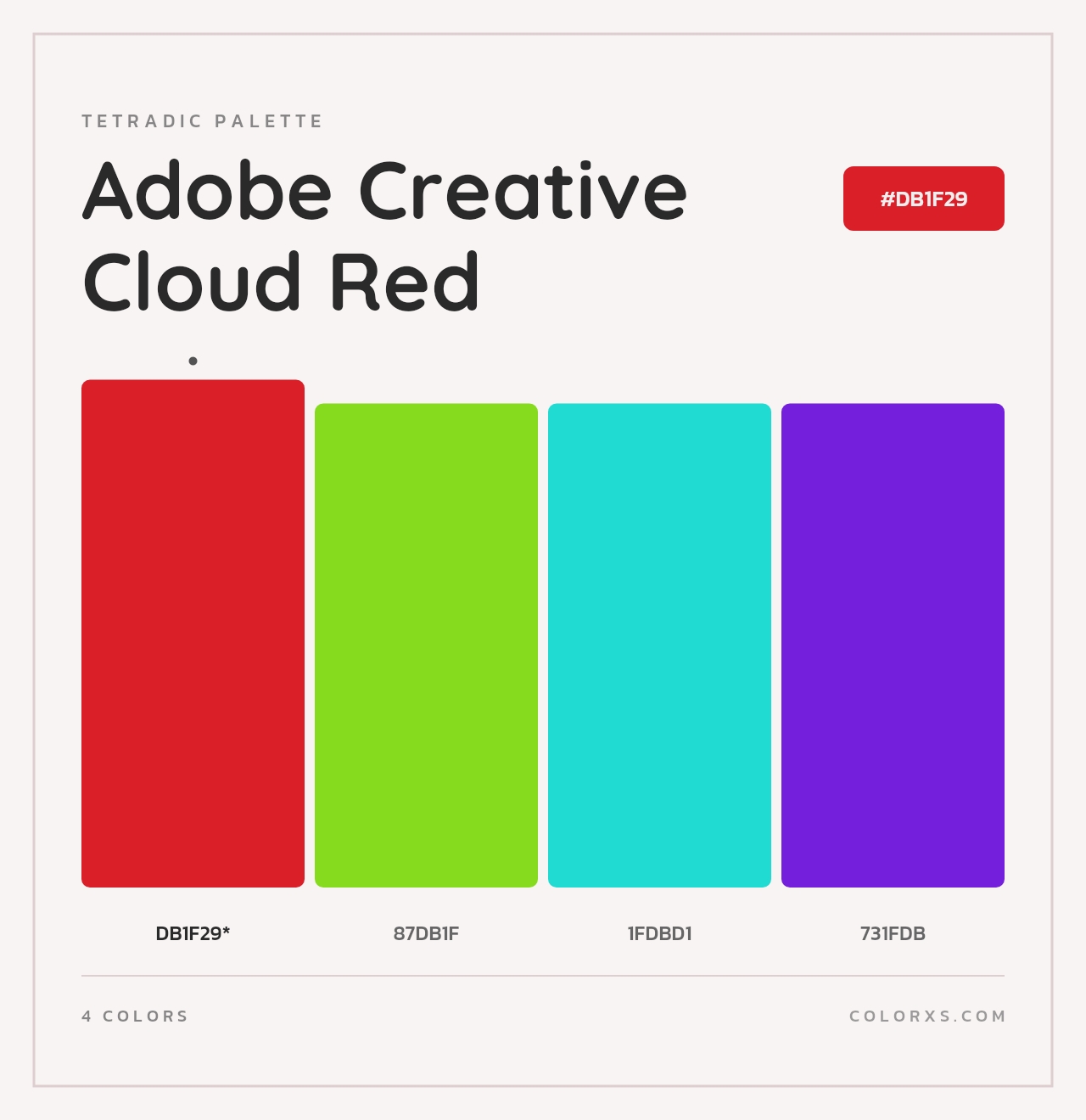 Adobe Creative Cloud Red - Tetradic Color Palette