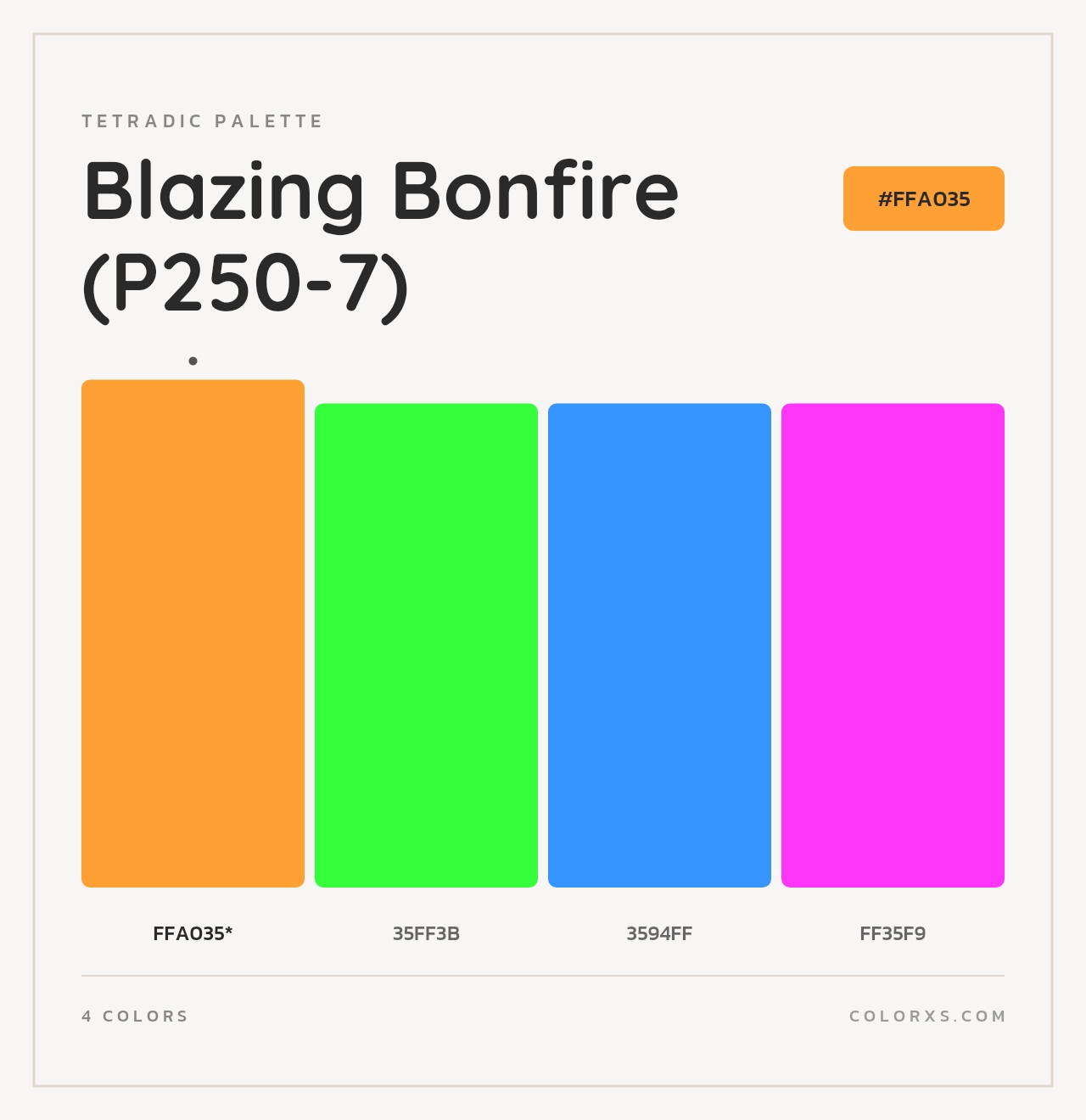 Blazing Bonfire (P250-7) - Tetradic Color Palette