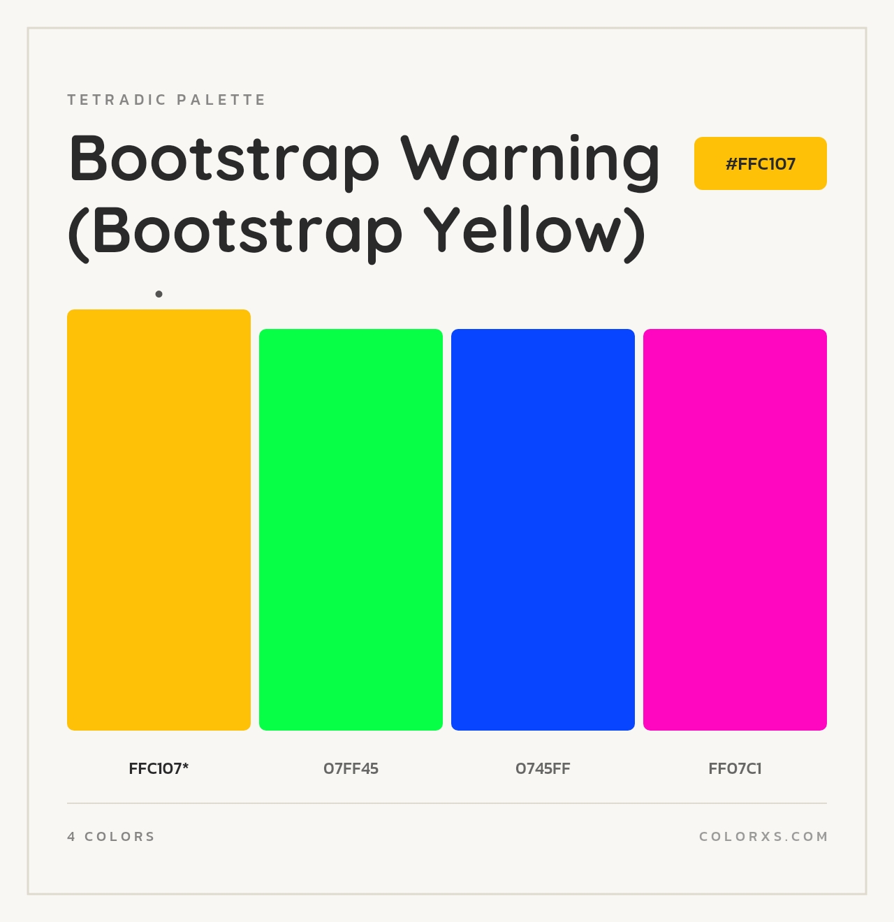 Bootstrap Warning (Bootstrap Yellow) - Tetradic Color Palette