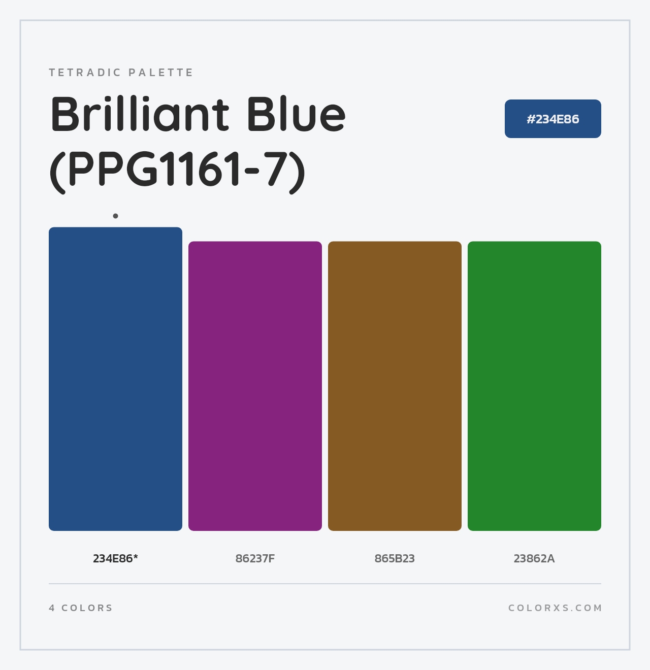 Brilliant Blue (PPG1161-7) - Tetradic Color Palette