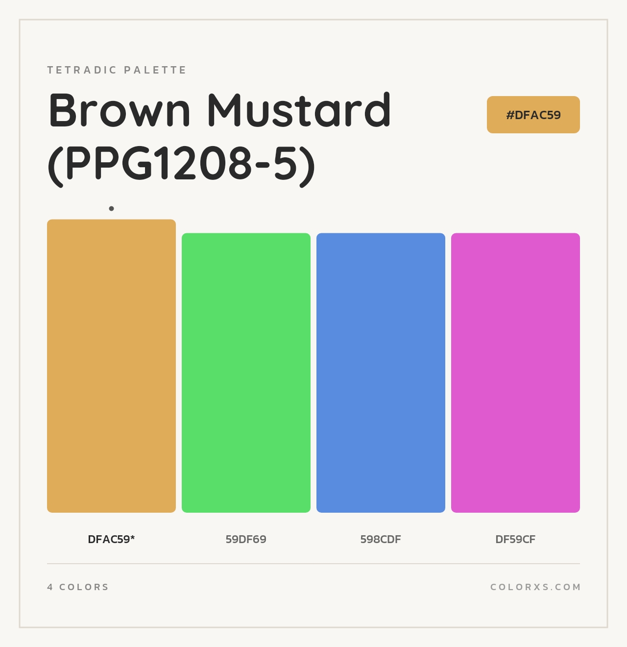 Brown Mustard (PPG1208-5) - Tetradic Color Palette