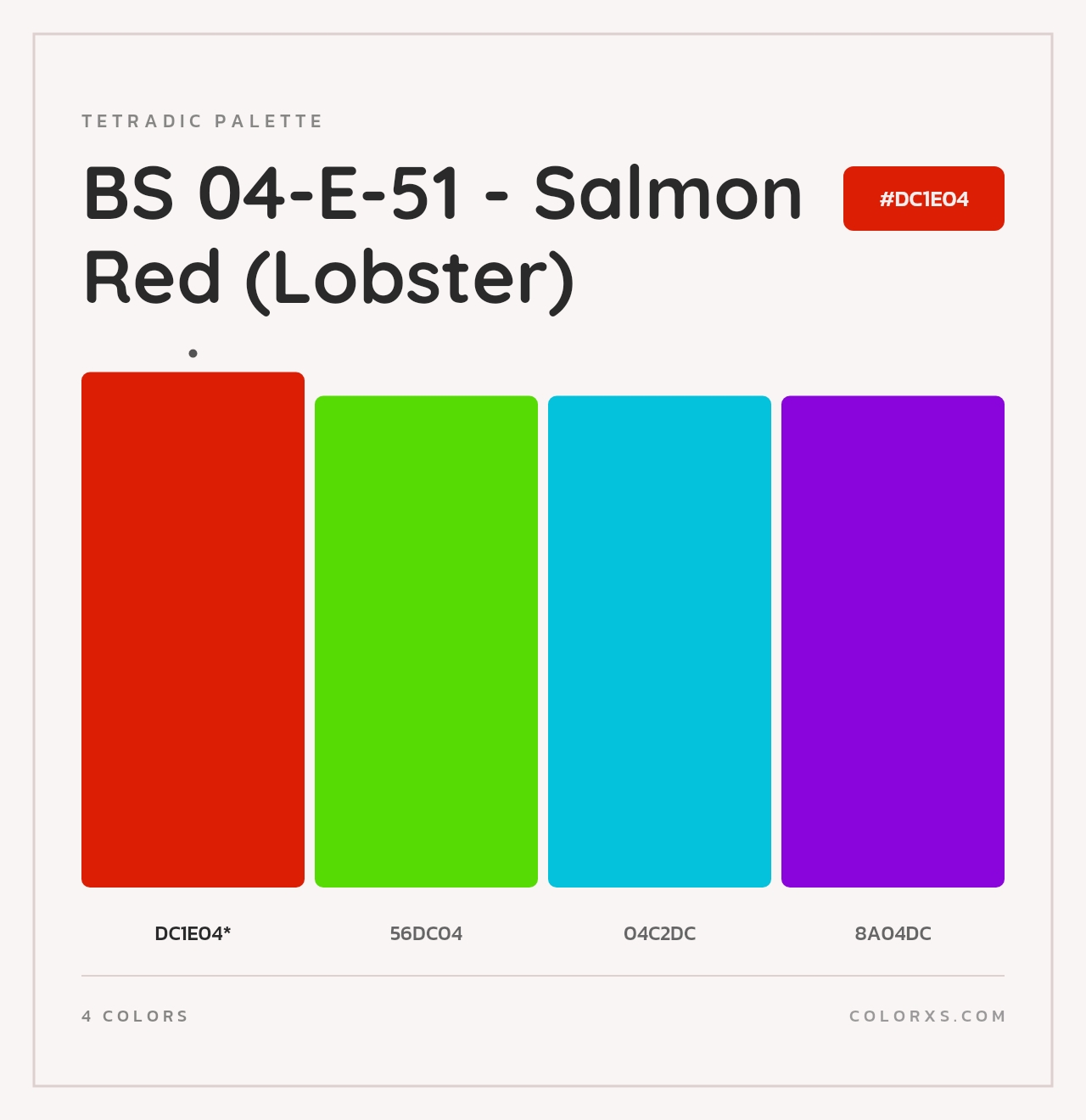BS 04-E-51 - Salmon Red (Lobster) - Tetradic Color Palette