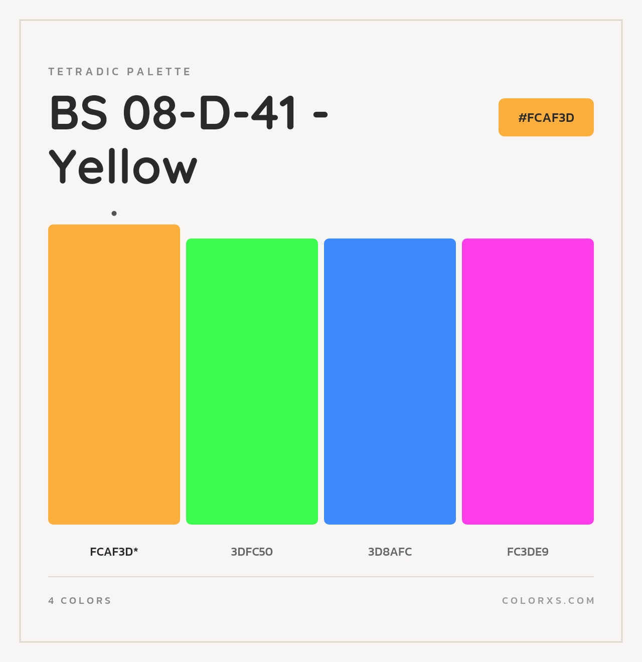 BS 08-D-41 - Yellow - Tetradic Color Palette