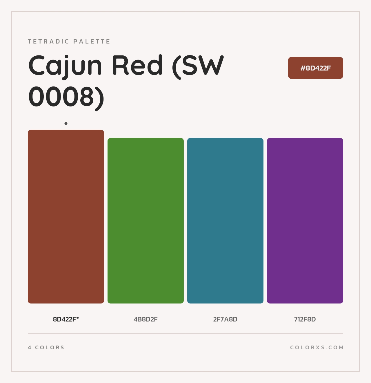 Cajun Red (SW 0008) - Tetradic Color Palette