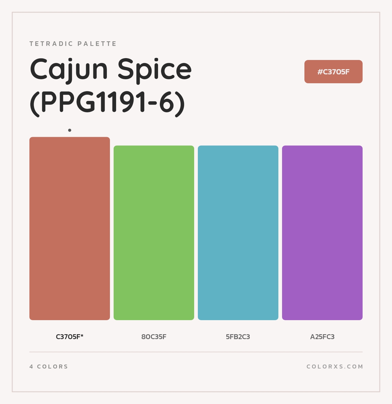 Cajun Spice (PPG1191-6) - Tetradic Color Palette