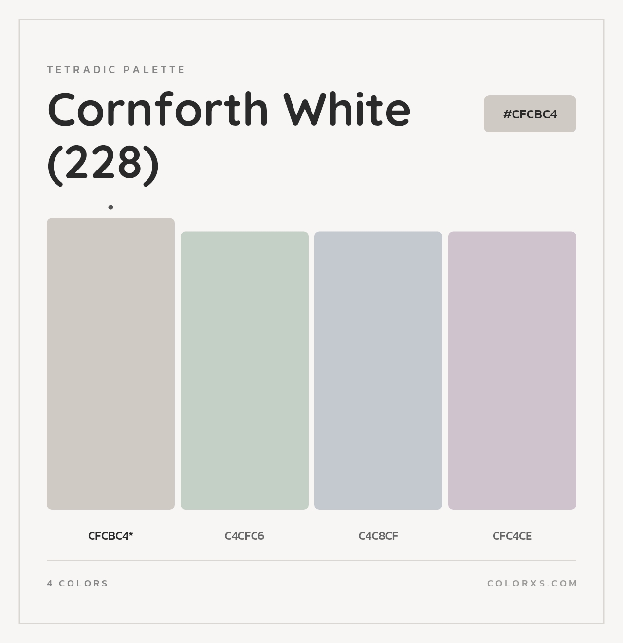 Cornforth White (228) - Tetradic Color Palette