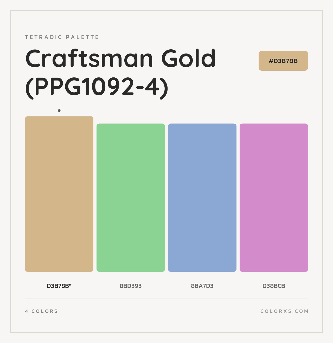 Craftsman Gold (PPG1092-4) - Tetradic Color Palette