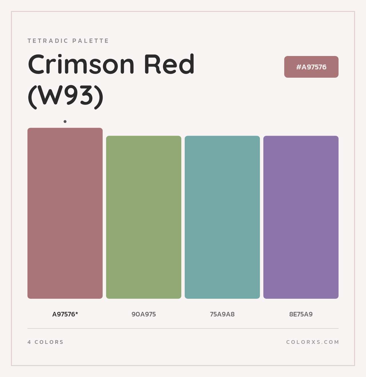 Crimson Red (W93) - Tetradic Color Palette