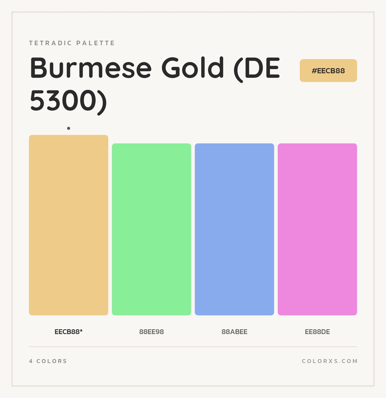 Burmese Gold (DE 5300) - Tetradic Color Palette
