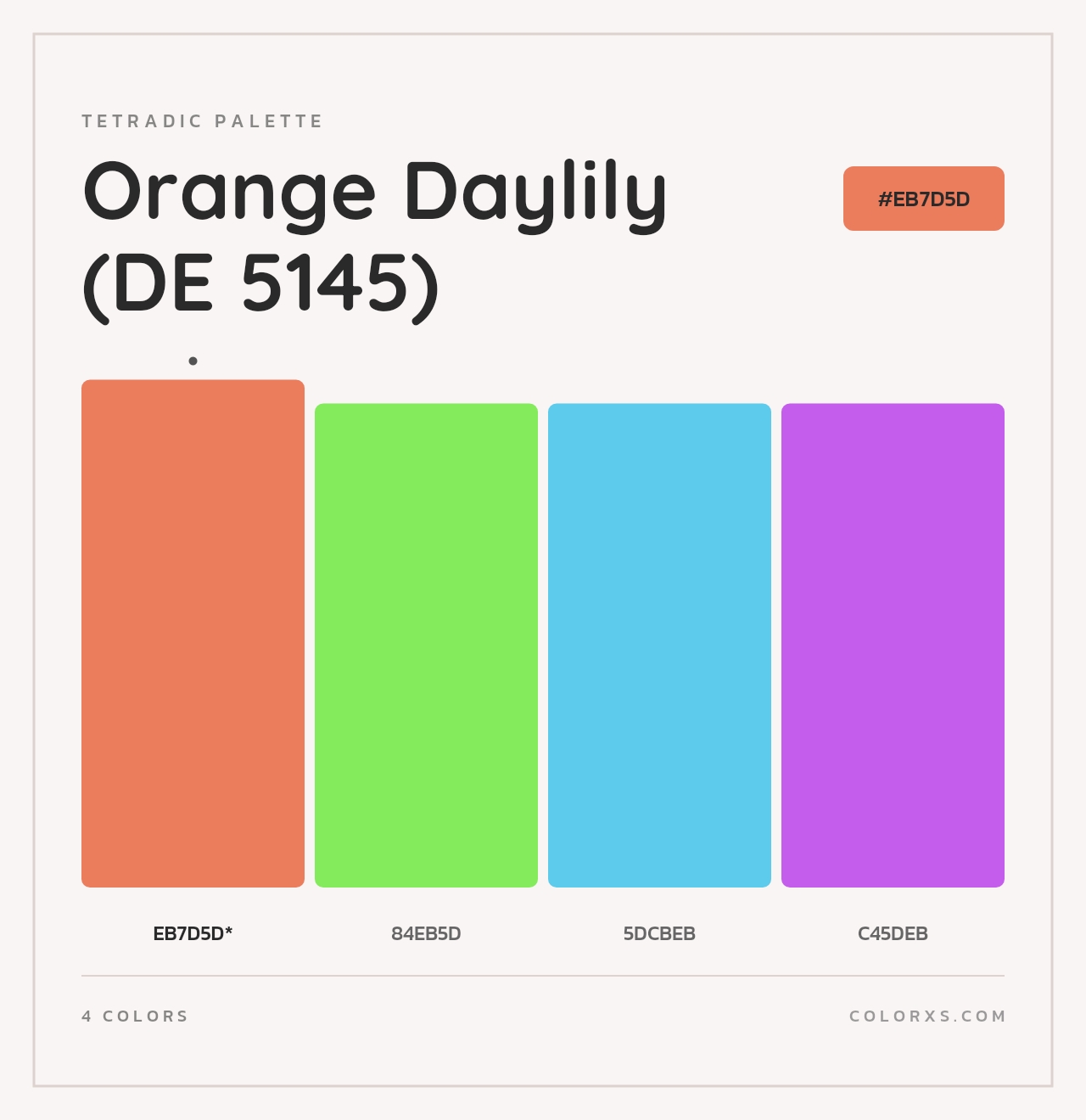 Orange Daylily (DE 5145) - Tetradic Color Palette