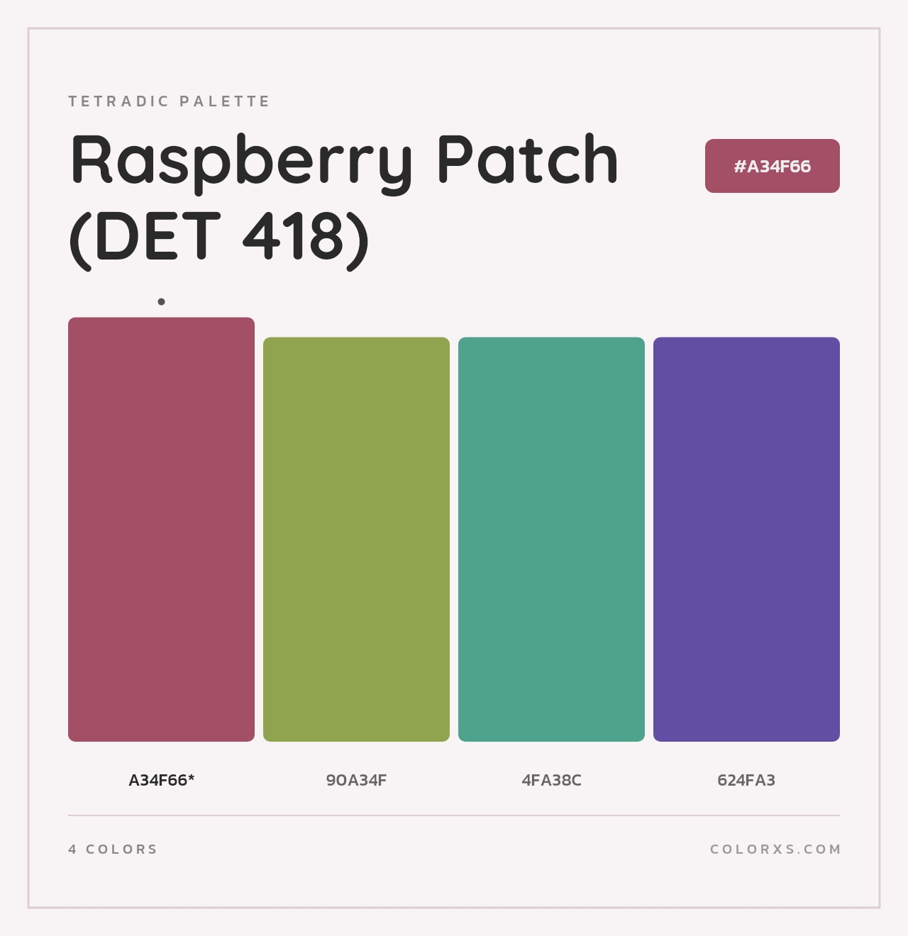 Raspberry Patch (DET 418) - Tetradic Color Palette