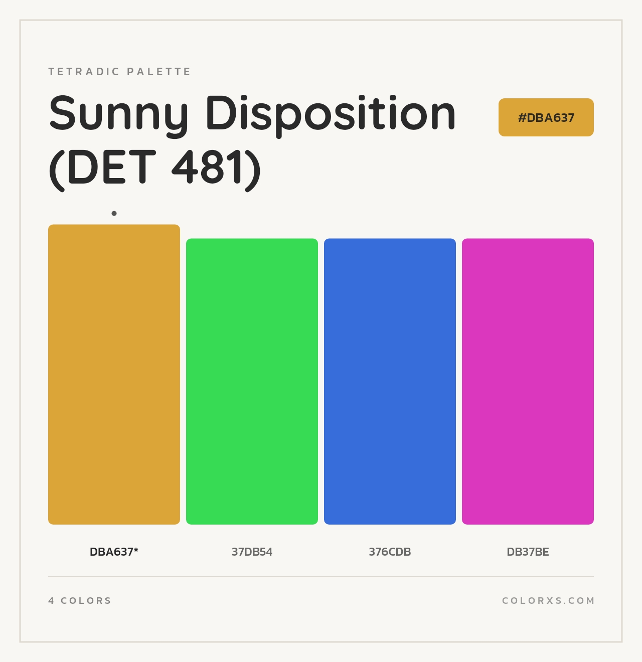 Sunny Disposition (DET 481) - Tetradic Color Palette