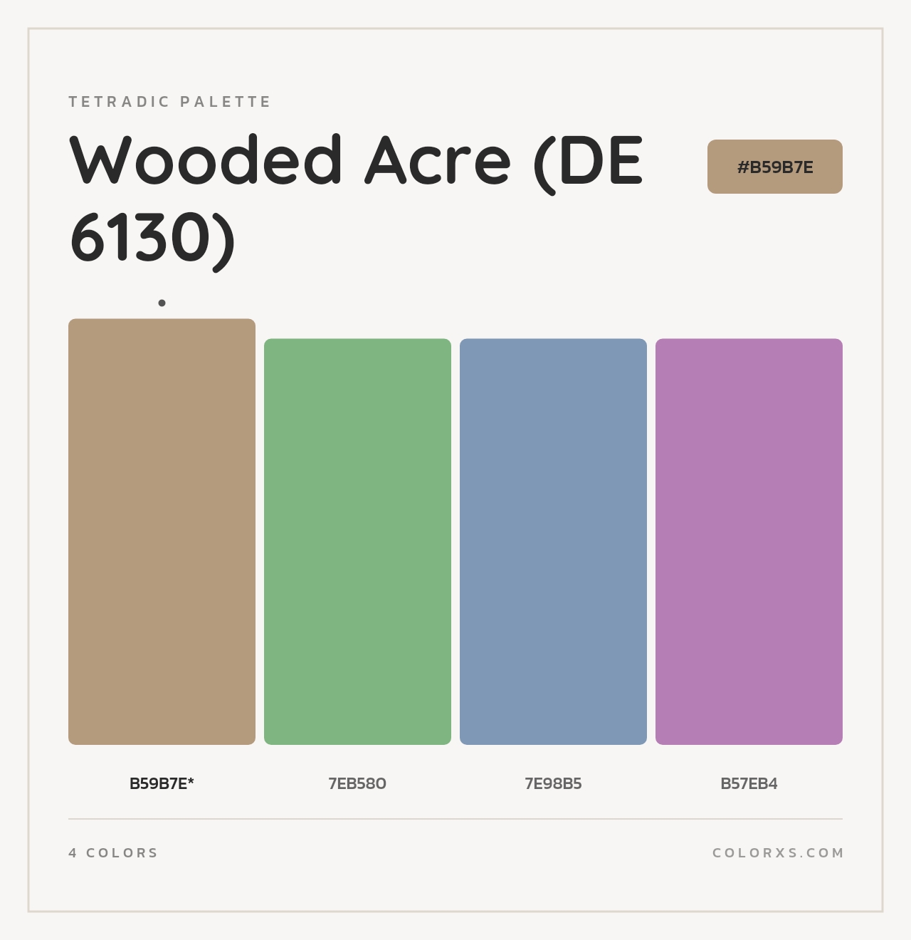 Wooded Acre (DE 6130) - Tetradic Color Palette