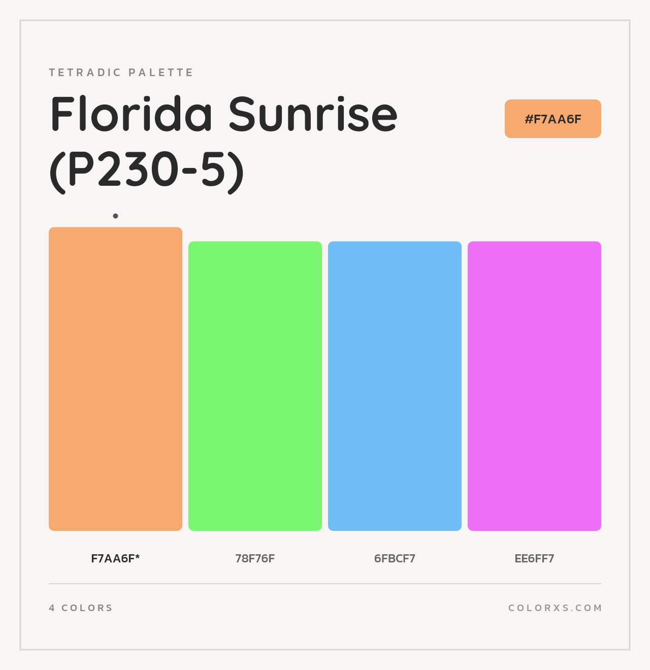 Florida Sunrise (P230-5) - Tetradic Color Palette
