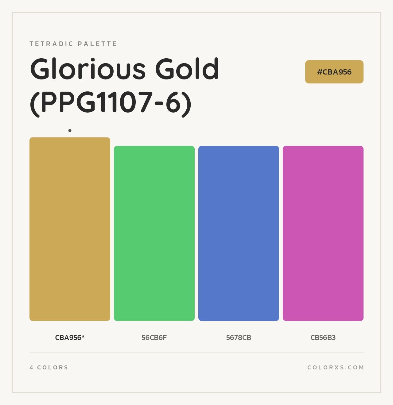 Glorious Gold (PPG1107-6) - Tetradic Color Palette