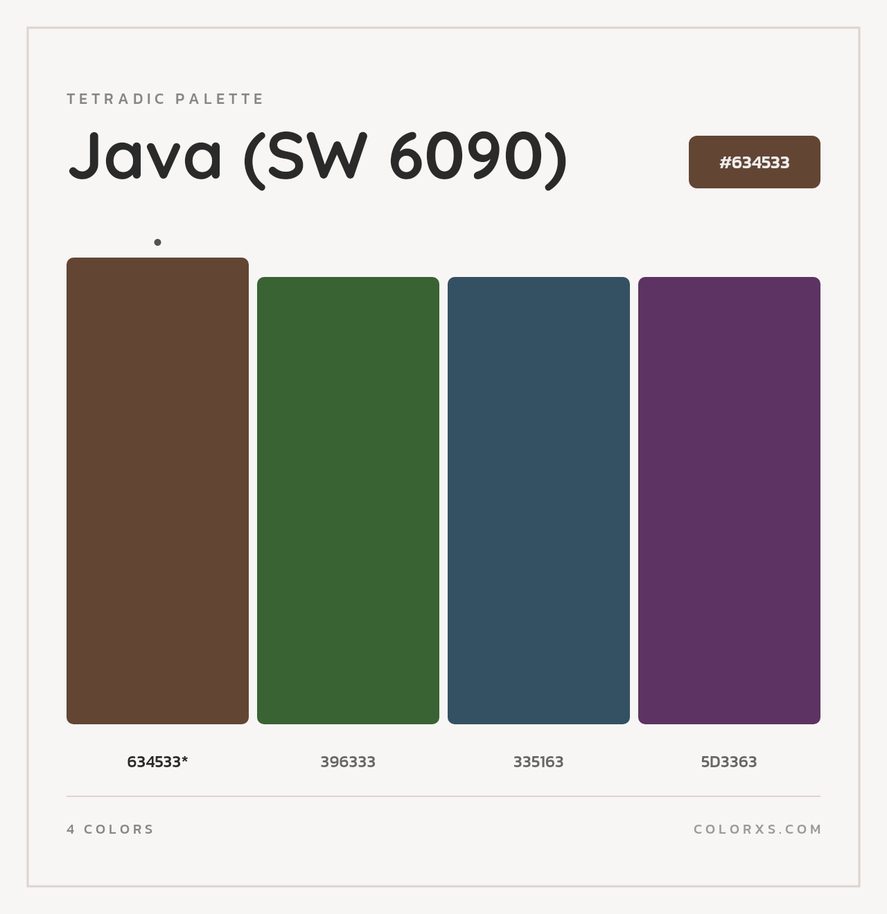 Java (SW 6090) - Tetradic Color Palette